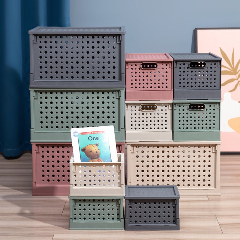 Folding Storage Basket Desktop Plastic Storage Basket Folding Sundries Toy Storage Basket Dirty Clothes Storage Basket Artifact - Image 5